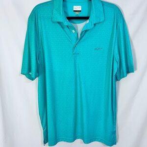 Greg Norman Collection Teal Golf Polo Shirt Sz L